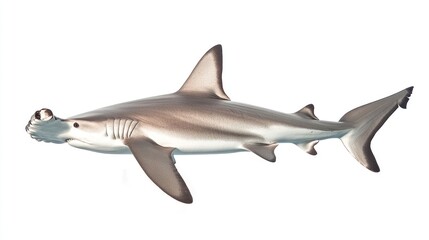 A hammerhead shark swimming, isolate on white background