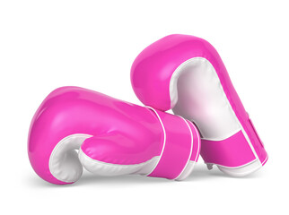 Pink boxing gloves for October Pink campaign in 3D render with transparent background