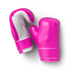 Pink boxing gloves for October Pink campaign in 3D render with transparent background