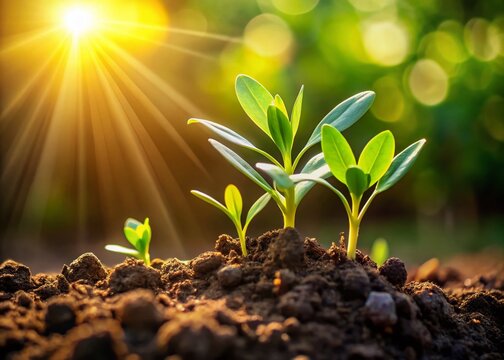 Delicate buds and leaves of a thriving zeera plant sprout from the earth, surrounded by rich soil and