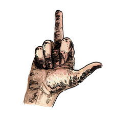 hand gesture sign linear relistic vector illustration person isolated on white background