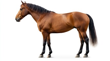 A horse standing sideways, isolate on white background