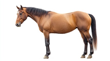 A horse standing sideways, isolate on white background