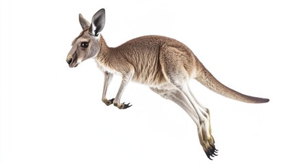 Fototapeta premium A kangaroo jumping, isolate on white background