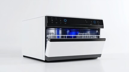 Fototapeta premium A modern countertop dishwasher, isolate on white background
