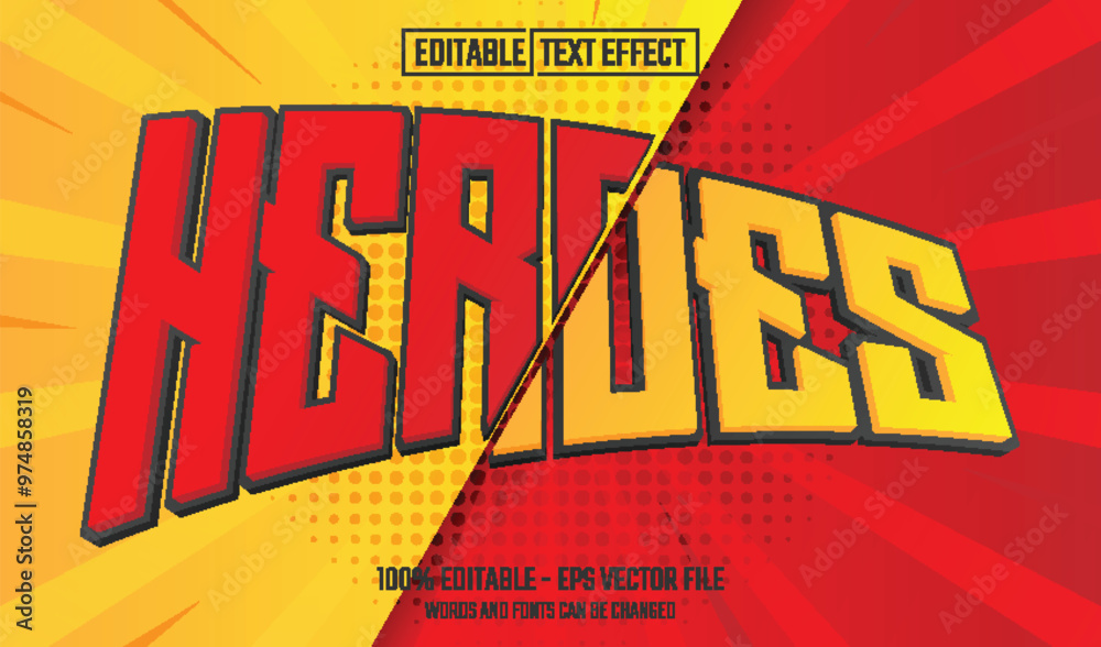 Canvas Prints heroes editable text effect