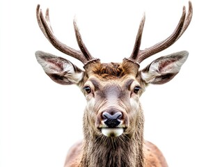 A photo of a deer with antlers, isolate on white background