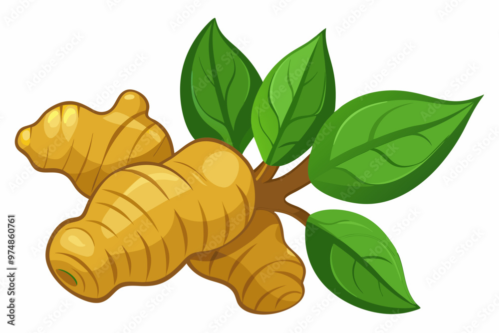 Wall mural fresh ginger root a healthy cooking ingredient icon isolated