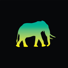 The silhouette of an elephant. Original vector illustration in vintage style.