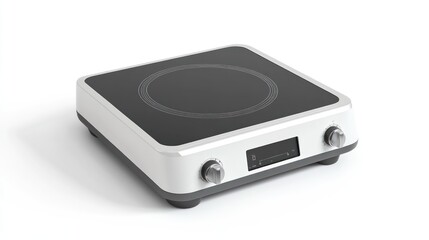Fototapeta premium A portable induction cooktop, isolate on white background