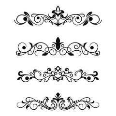 Hand drawn vintage scroll leaf branch ornament collection