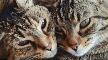 Two cats are laying on top of each other, one with blue eyes