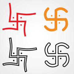 Obraz premium set of swastik in solid and outline design