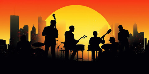 Fototapeta premium generated illustration Group of jazz musicians
