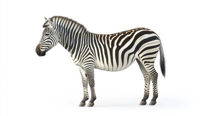 Fototapeta premium A zebra standing sideways, isolate on white background
