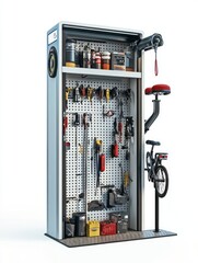 Bicycle repair station isolate on white background, public service,
