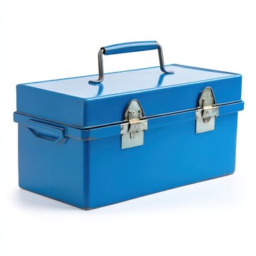 Blue industrial toolbox isolated on white background