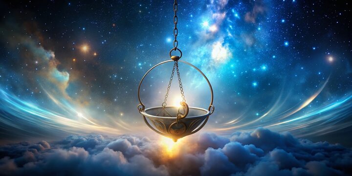 Ethereal, glowing aether element symbol, resembling a stylized, curved crucible, suspended in a mystical, starry night