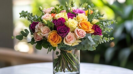 Obraz premium A bouquet of fresh birthday flowers, elegantly arranged in a vase