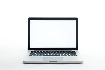 Fototapeta premium A person's laptop sitting on a white table, ready for use