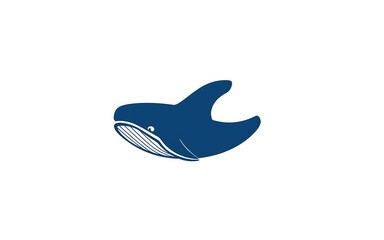Obraz premium A blue whale silhouette on a white background, perfect for marine life, ocean, and nature themed designs. 