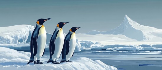Obraz premium Emperor Penguins on a Digital Background
