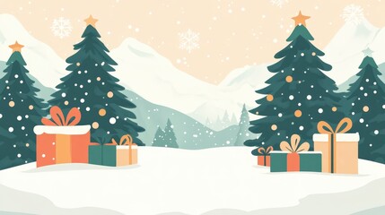Obraz premium Christmas themed illustration featuring a flat design on a white backdrop