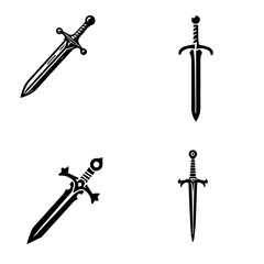 sword icon, sword silhouette, black sword on white background