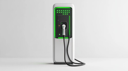 Electric vehicle charging station isolate on white background, green energy,