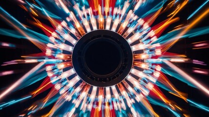 Vibrant Abstract Light Burst With Dynamic Radial Pattern in Fiery Hues