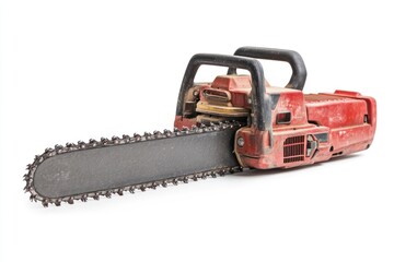 Fototapeta premium Industrial-grade chainsaw isolated on white background