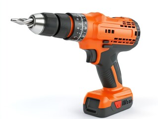 Industrial-grade power drill isolated on white background with detailed textures