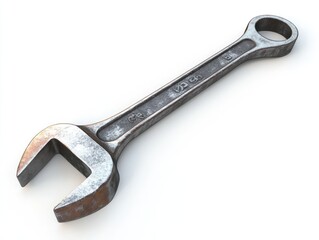 Large industrial wrench isolated on white background, realistic details