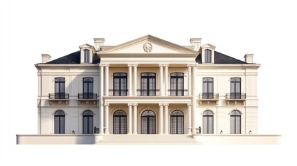 Naklejka premium Luxury mansion isolate on white background, grand architecture,