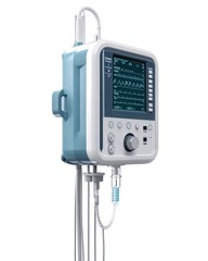 Fototapeta premium Medical infusion pump isolate on white background, digital controls,