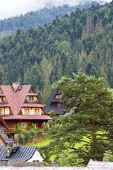 
houses with mountain village in the mountains