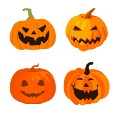set of Halloween orange pumpkin illustration.