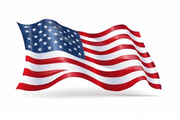 A waving American flag on a windy day