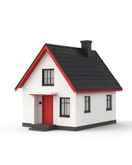 Minimalist house isolate on white background, sleek design,