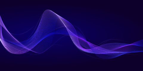 Flowing lines waves glowing on dark background