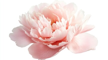 Peony flower isolate on white background, soft pink petals,