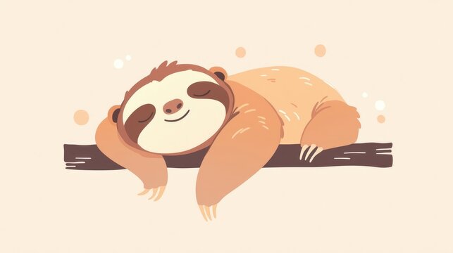 Vector illustration of an adorable baby sloth in a sleeping pose