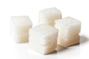 Three stacked sugar cubes on a table or countertop