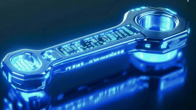 adjustable wrench on blue