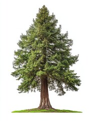 Obraz premium Redwood tree isolate on white background, towering height, nature shot,