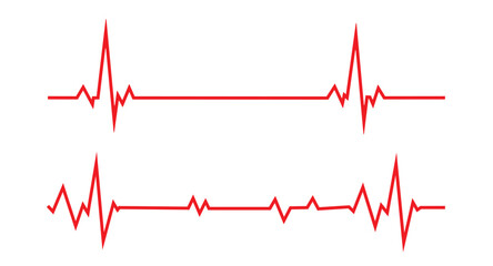 Heartbeat ECG Cardiogram Vector - Red Pulse Line, Continuous One-Line Drawing for Healthcare and Medical Analysis