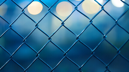 Fototapeta premium chain-link fence stands out against a softly blurred background, symbolizing boundaries, separation, and the contrast between freedom and confinement