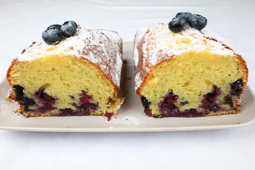 Bolo de iogurte e mirtilos, bolo caseiro, bolo, pastelaria,