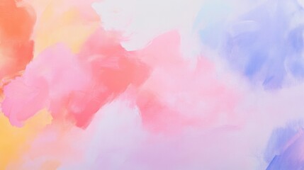 Obraz premium Abstract pastel painting with soft brush strokes in pink, blue, and yellow hues