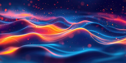 Fototapeta premium Vibrant abstract waves of neon light and energy in a dynamic cosmic space